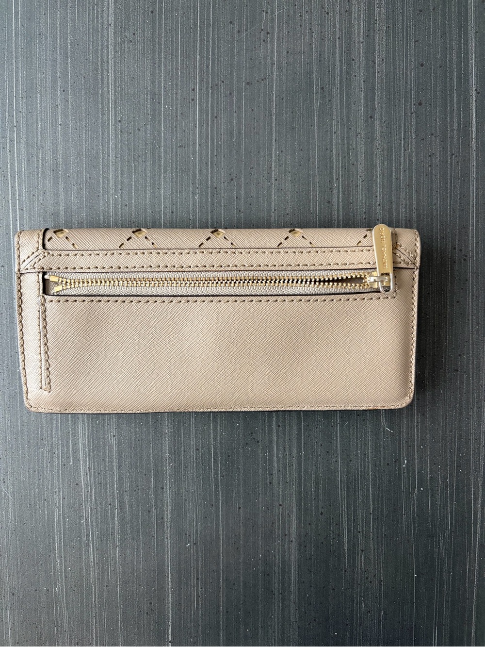 Michael Kors Taupe Quilted Wallet with Gold Studs - Picture 3 of 8